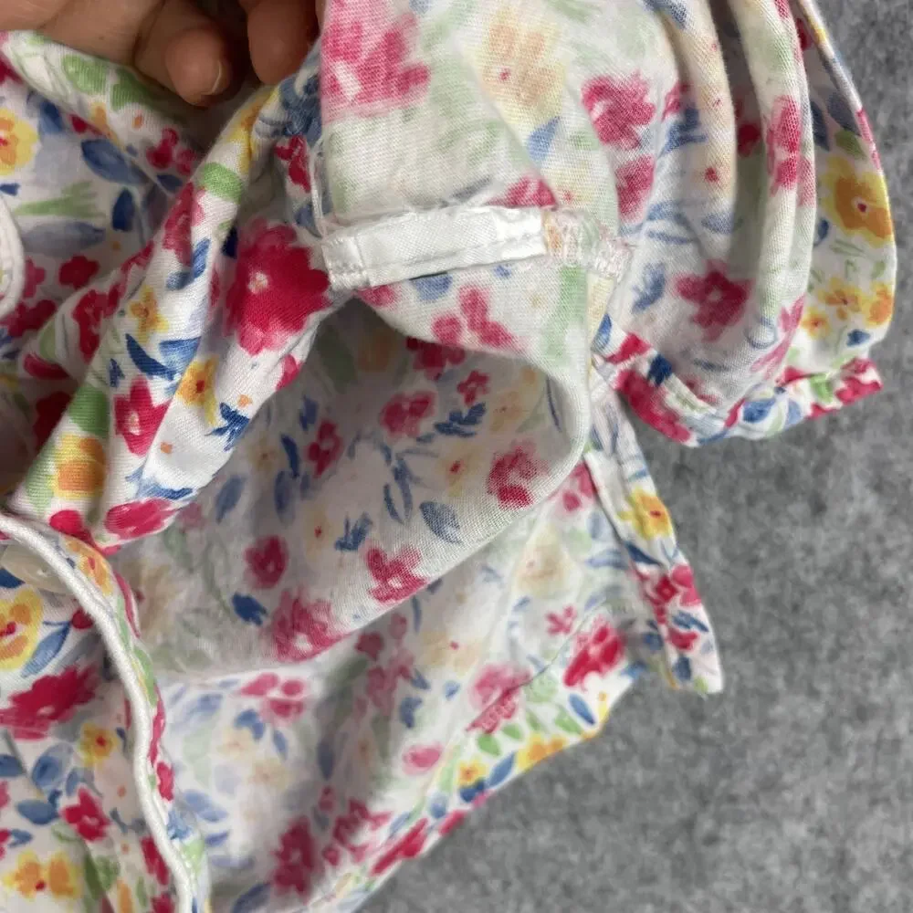 Lauren Ralph Lauren Pajama Top Womens Medium Floral Button Front‎ Monogram Logo